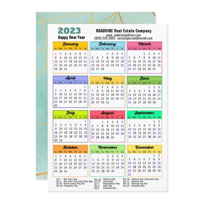 2023 Calendar Mint Green Modern Corporate Photo Holiday Card