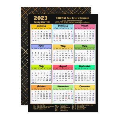 2023 Calendar Modern Gold Script Photo Business Holiday Card