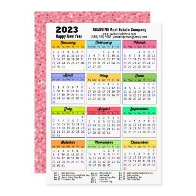 2023 Calendar Pink Glitter Modern Business Photo Holiday Card