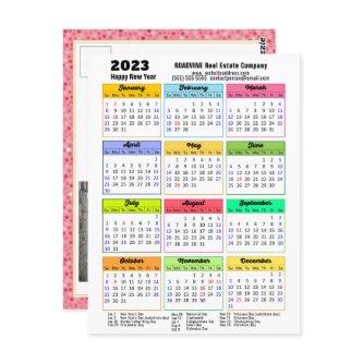 2023 Calendar Pink Glitter Modern Business Photo Postcard