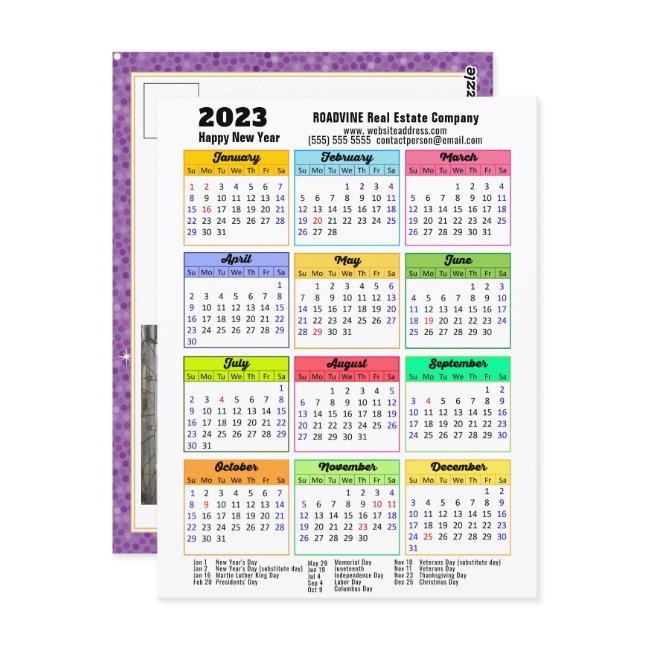 2023 Calendar Purple Modern Corporate Photo Postcard