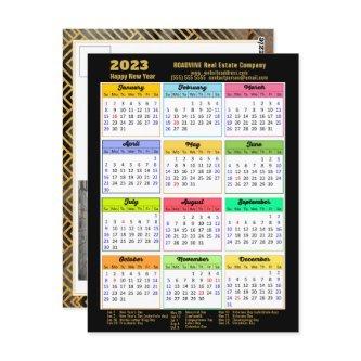 2023 Corporate Black Gold Modern Calendar Photo Postcard
