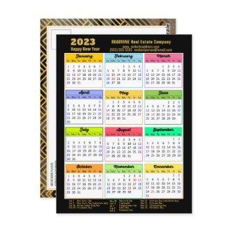 2023 Corporate Black Gold Script Modern Calendar Postcard