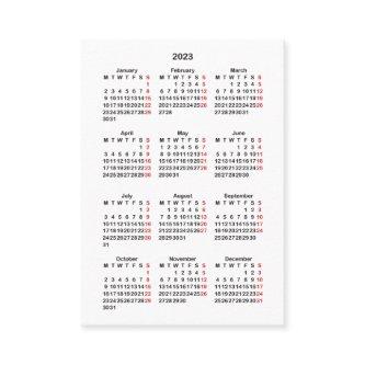 2023 Monday Start Mini-Calendar