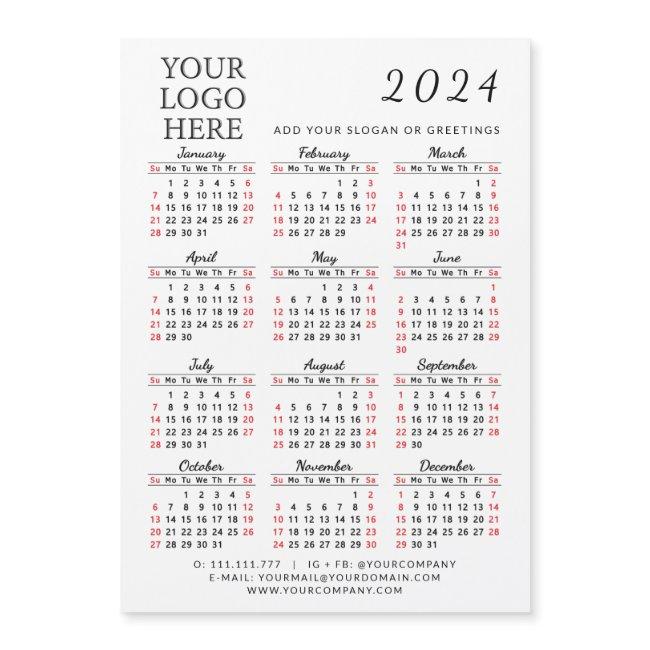 2024 Business Calendar Magnet with Your Logo