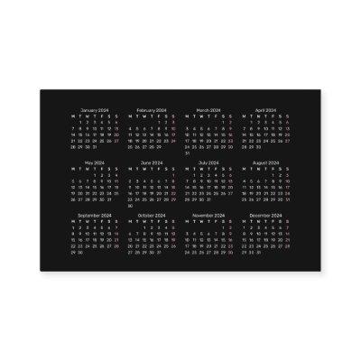 2024 Calendar BLACK Monday Start