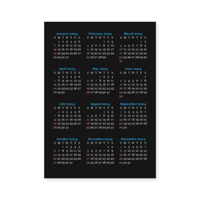 2024 Calendar  Black SUNDAY Vertical