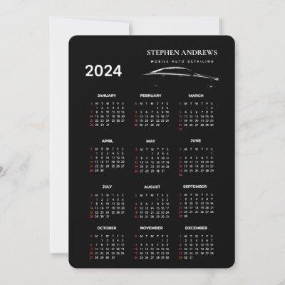 2024 Calendar Business Logo Auto Detailing Repair  Thank You Card