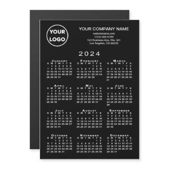 2024 Calendar Business Logo Text Black Magnet Card