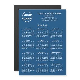 2024 Calendar Business Logo Text Blue Magnet Card