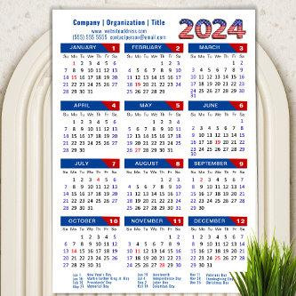 2024 Calendar Business US Patriotic Blue Magnetic