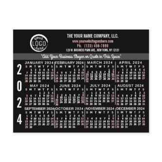 2024 Calendar Custom Business Logo Name Black Easy Postcard