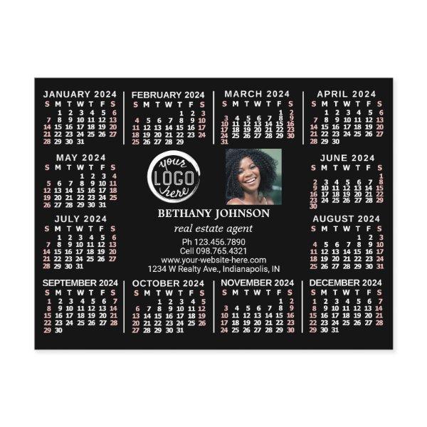 2024 Calendar Custom Business Logo Photo Text Easy Postcard