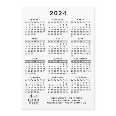 2024 Calendar Full Year White Black Minimal Program