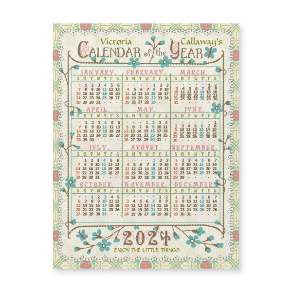 2024 Calendar Victorian Art Nouveau Small Magnet