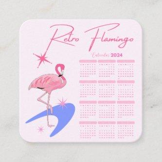 2024 Midcentury Modern Retro Flamingo Calendar Square