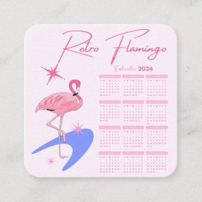 2024 Midcentury Modern Retro Flamingo Calendar Square