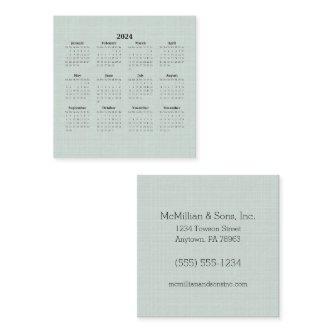 2024 Monthly Calendar Green Linen Custom Square