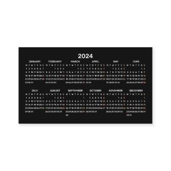 2024 Simple Mini Calendar Monday Start BLACK