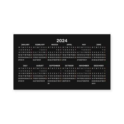 2024 Simple Mini Calendar Monday Start BLACK