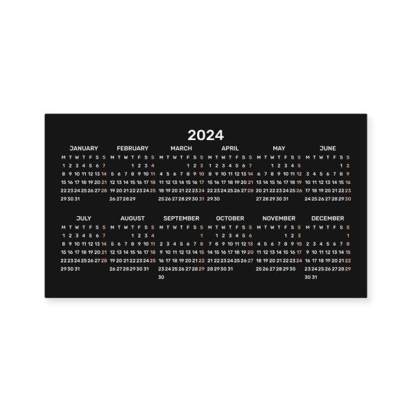 2024 Simple Mini Calendar Monday Start BLACK