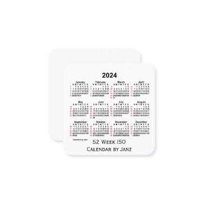 2024 White 52 Week ISO Calendar by Janz Square