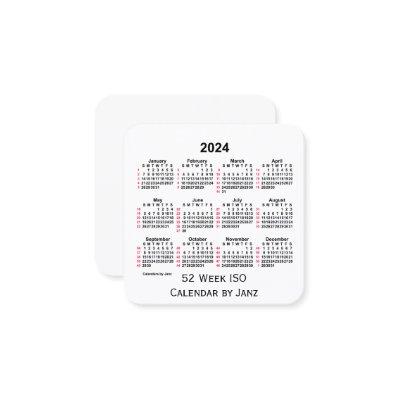 2024 White 52 Week ISO Calendar by Janz Square