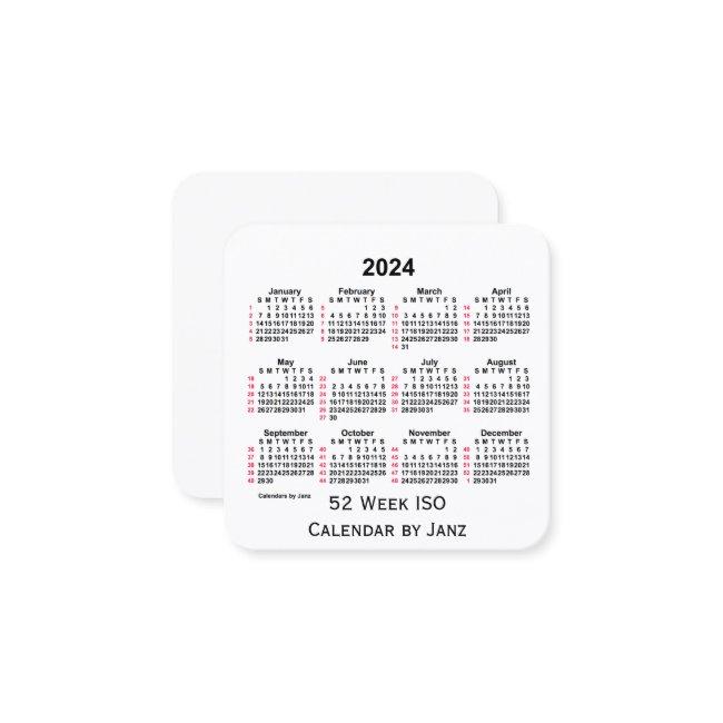 2024 White 52 Week ISO Calendar by Janz Square