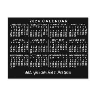 2024 Year Monthly Calendar Classic Black and White Postcard