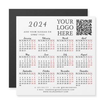 2024 Your Logo QR Code Business Calendar Magnet