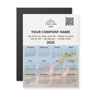 2025 Beach Magnet Calendar Business Logo QR Code