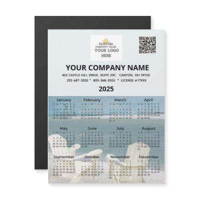 2025 Beach Magnet Calendar Business Logo QR Code