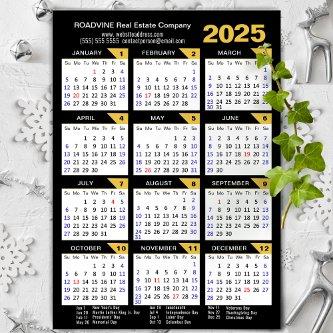 2025 Calendar Black Gold Modern Business Magnetic