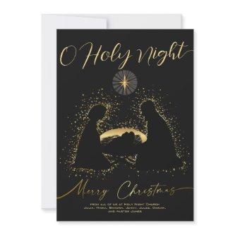 2025 Calendar Black Nativity Manger O Holy Script Holiday Card
