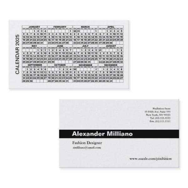 2025 Calendar  horizontal White