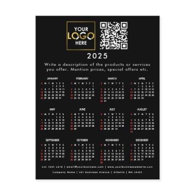 2025 Calendar Business Logo Contact Detail QR Code Postcard