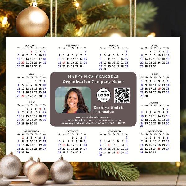 2025 Calendar Business Logo QR Modern Magnetic