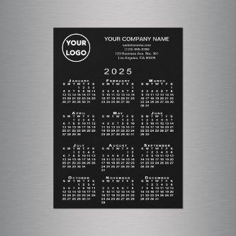 2025 Calendar Business Logo Text Black Magnet Card