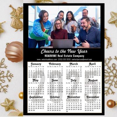 2025 Calendar Business Photo Simple Black Magnetic
