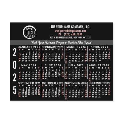 2025 Calendar Custom Business Logo Name Black Easy Postcard