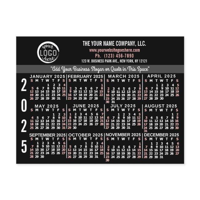 2025 Calendar Custom Business Logo Name Black Easy Postcard