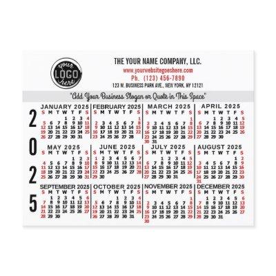 2025 Calendar Custom Business Logo Name White Easy Postcard