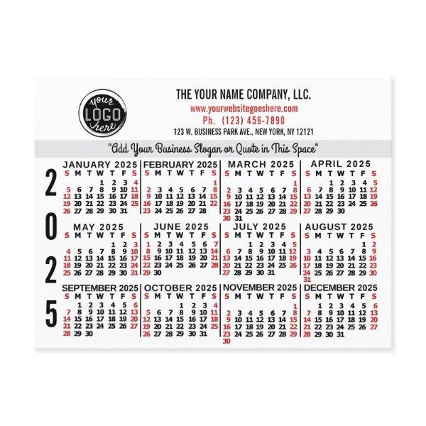 2025 Calendar Custom Business Logo Name White Easy Postcard