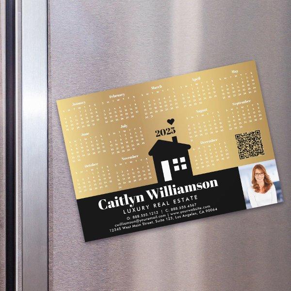 2025 Calendar Gold Realtor Photo QR Code Magnet