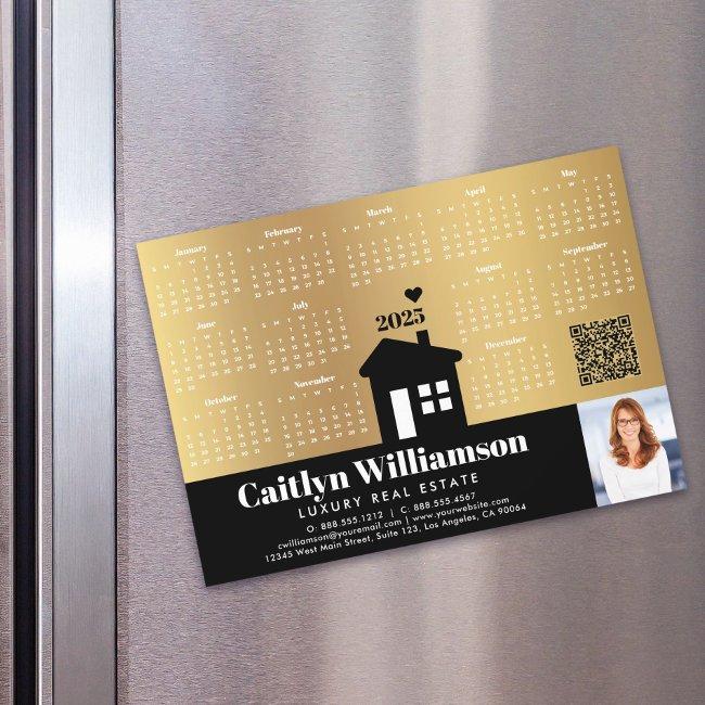 2025 Calendar Gold Realtor Photo QR Code Magnet