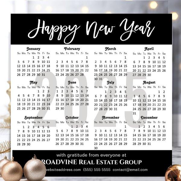 2025 Calendar Modern Script Business Magnetic Card