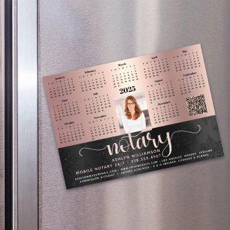 2025 Calendar Notary Black Pink QR Code Magnet