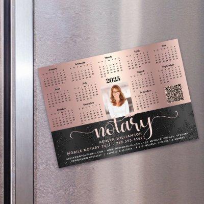 2025 Calendar Notary Black Pink QR Code Magnet