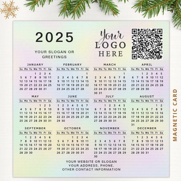 2025 Calendar QR Code Company Logo Pastel Colorful