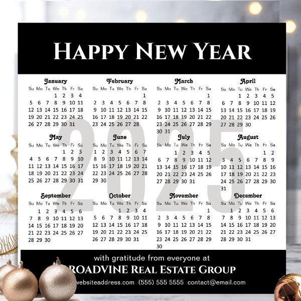 2025 Calendar Simple Black Business Magnetic Card